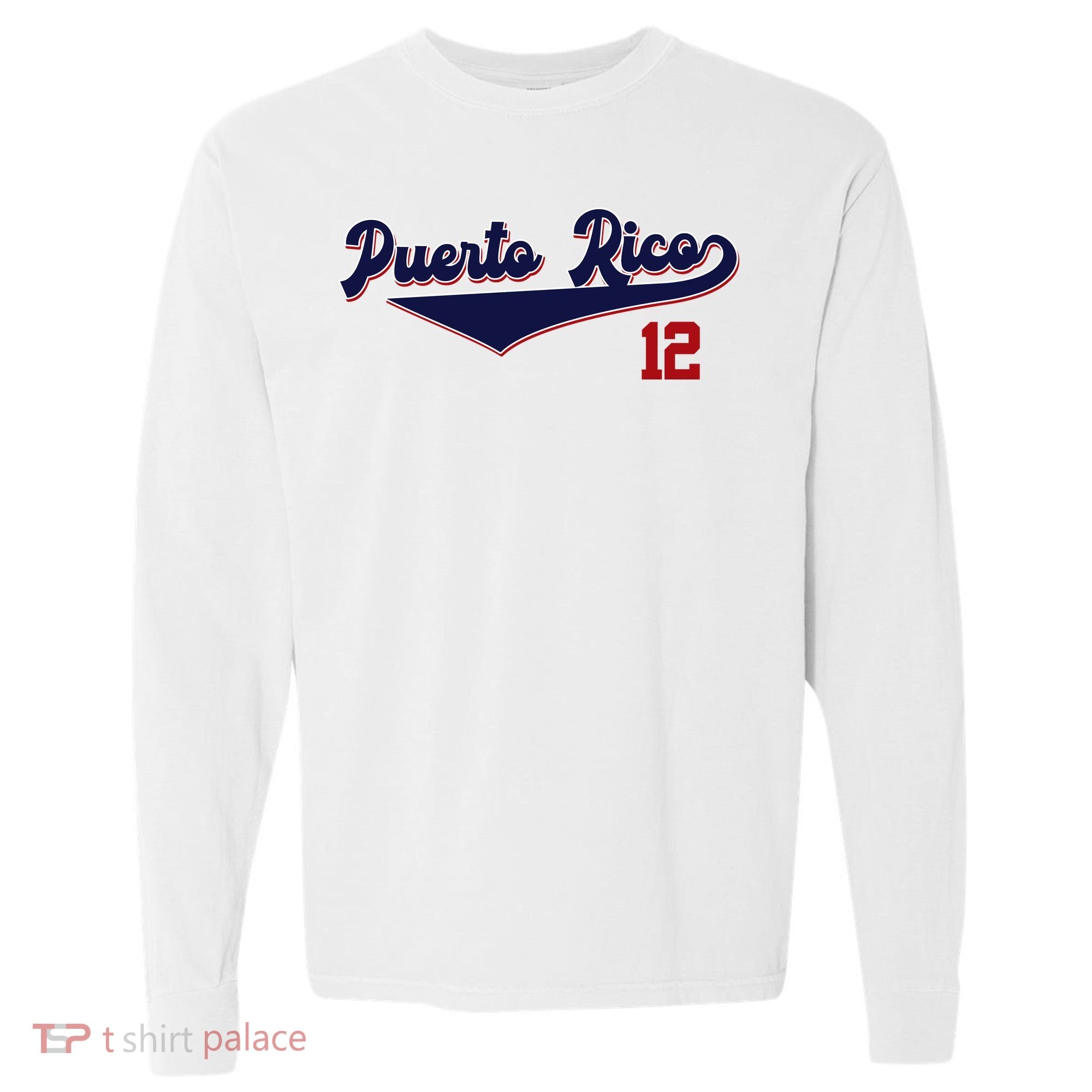 Retro Puerto Rico Beisbol Jersey Boricua Baseball 12 Comfort Colors Heavyweight Long Sleeve T-Shirt