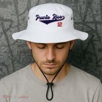 Retro Puerto Rico Beisbol Jersey Boricua Baseball 12 Bucket Hat thumb 2