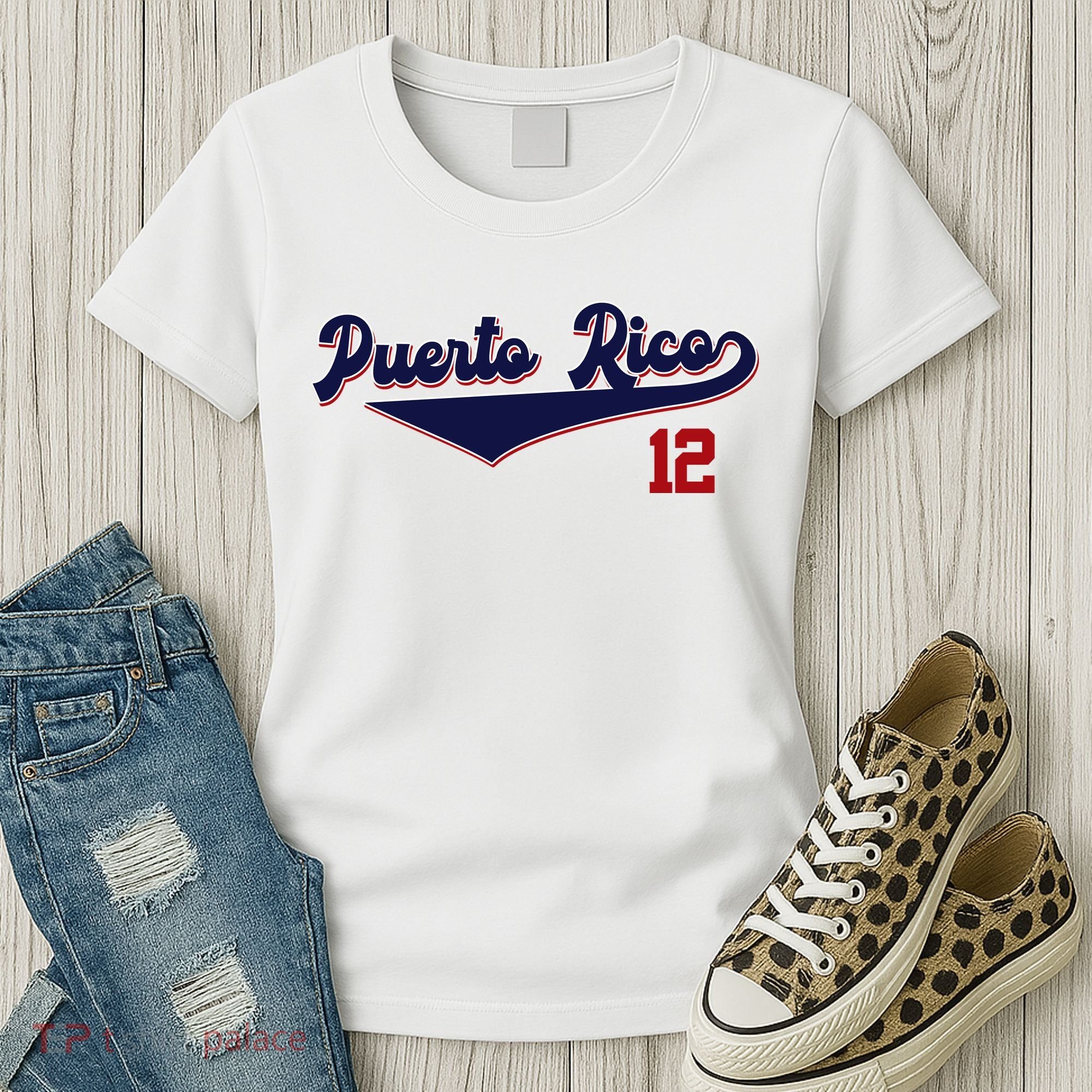 Retro Puerto Rico Beisbol Jersey Boricua Baseball 12 Women's T-Shirt