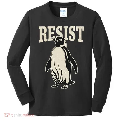 Resist Penguin Kids Long Sleeve Shirt