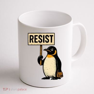Resist Penguin Coffee Mug back