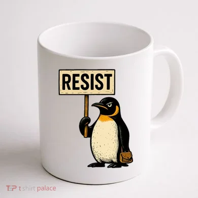 Resist Penguin Coffee Mug back