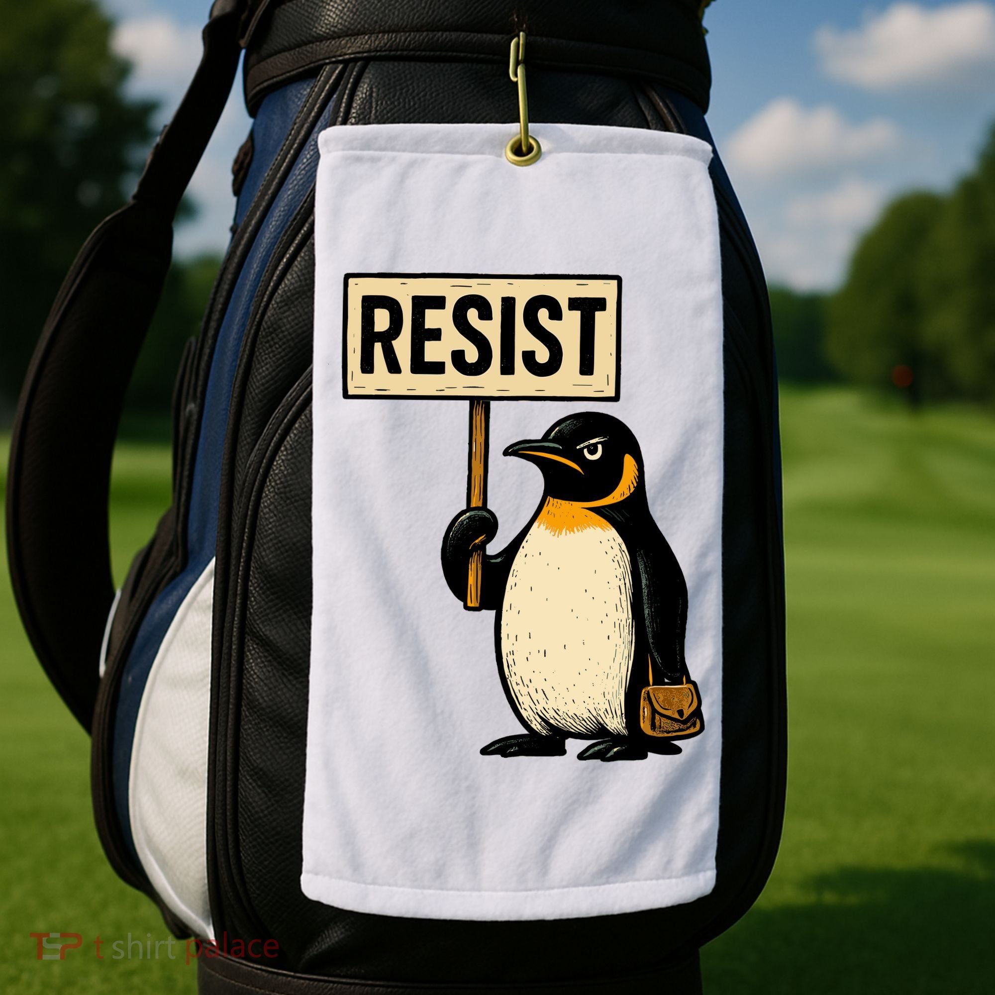 Resist Penguin Golf Towel