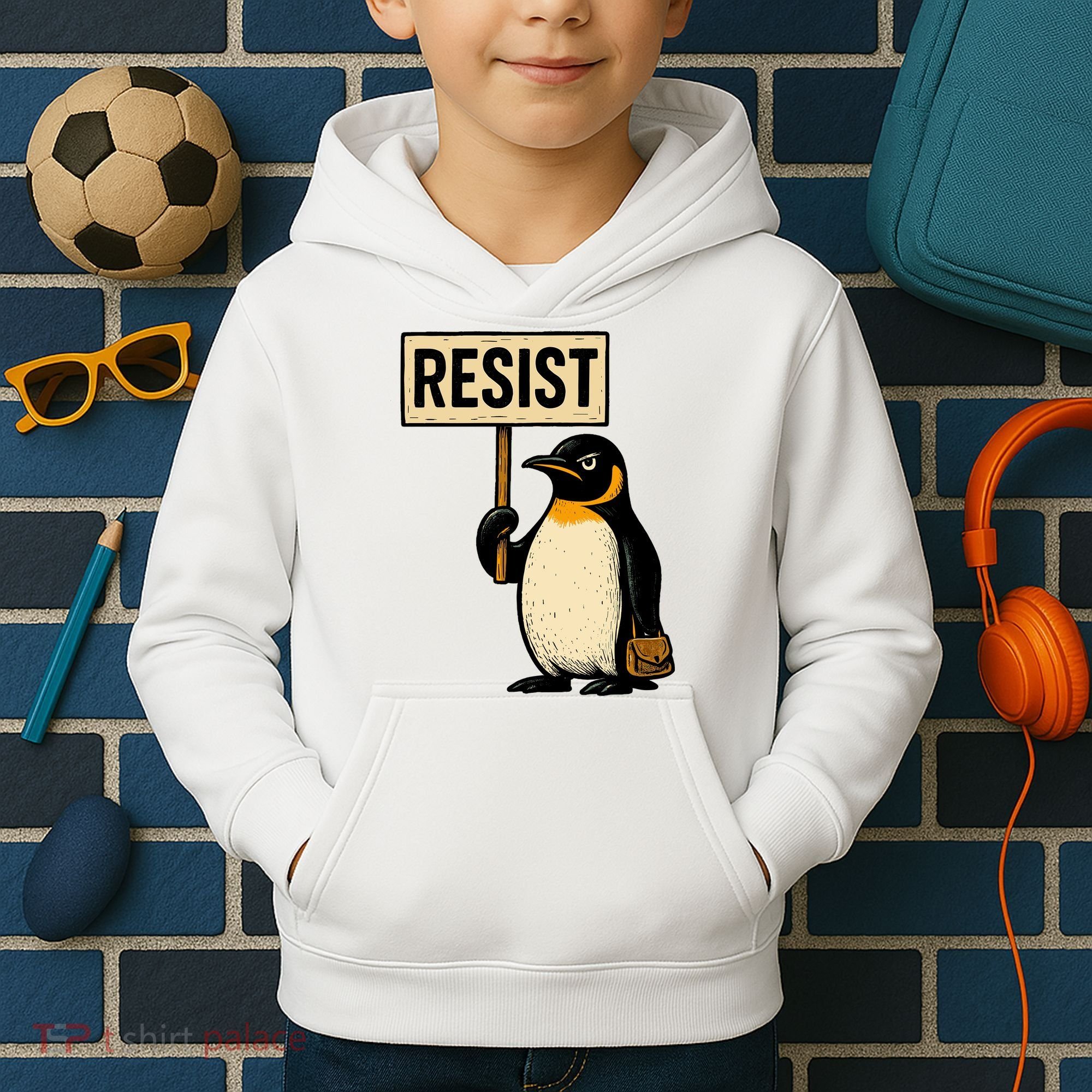 Resist Penguin Kids Hoodie