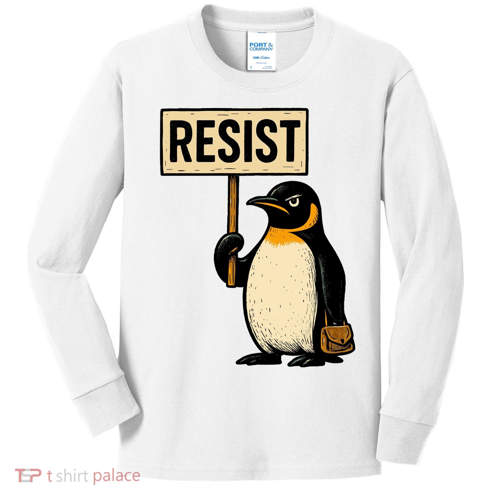 Resist Penguin Kids Long Sleeve Shirt