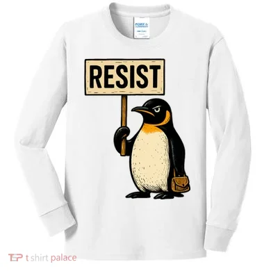 Resist Penguin Kids Long Sleeve Shirt