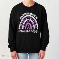 Rainbow Purple Ribbon Alzheimers Awareness Women's Sweatshirt thumb 0