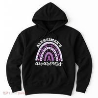 Rainbow Purple Ribbon Alzheimers Awareness Hoodie thumb 0