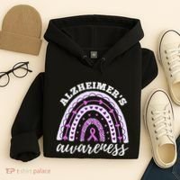 Rainbow Purple Ribbon Alzheimers Awareness Hoodie thumb 4