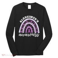 Rainbow Purple Ribbon Alzheimers Awareness Long Sleeve Shirt thumb 0