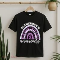 Rainbow Purple Ribbon Alzheimers Awareness T-Shirt thumb 2