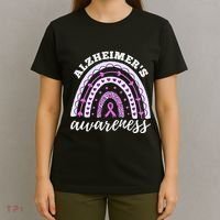Rainbow Purple Ribbon Alzheimers Awareness T-Shirt thumb 4