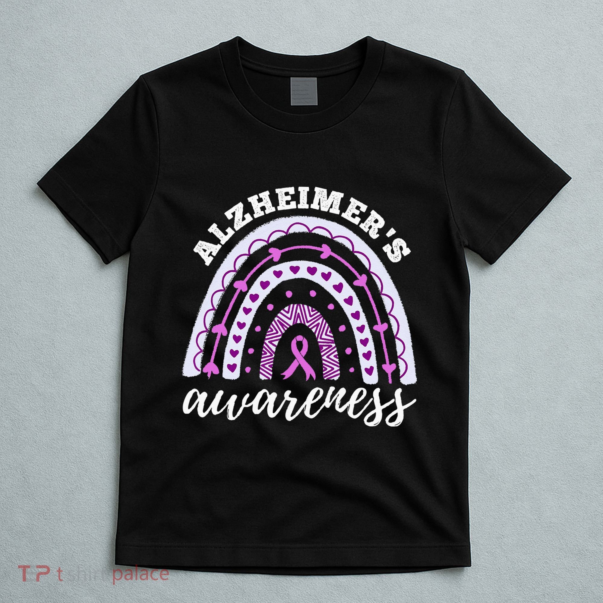 Rainbow Purple Ribbon Alzheimers Awareness T-Shirt