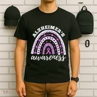 Rainbow Purple Ribbon Alzheimers Awareness T-Shirt thumb 6