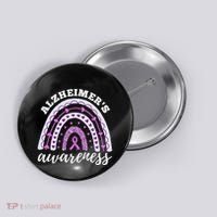 Rainbow Purple Ribbon Alzheimers Awareness Button thumb 0
