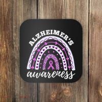 Rainbow Purple Ribbon Alzheimers Awareness Coaster thumb 0