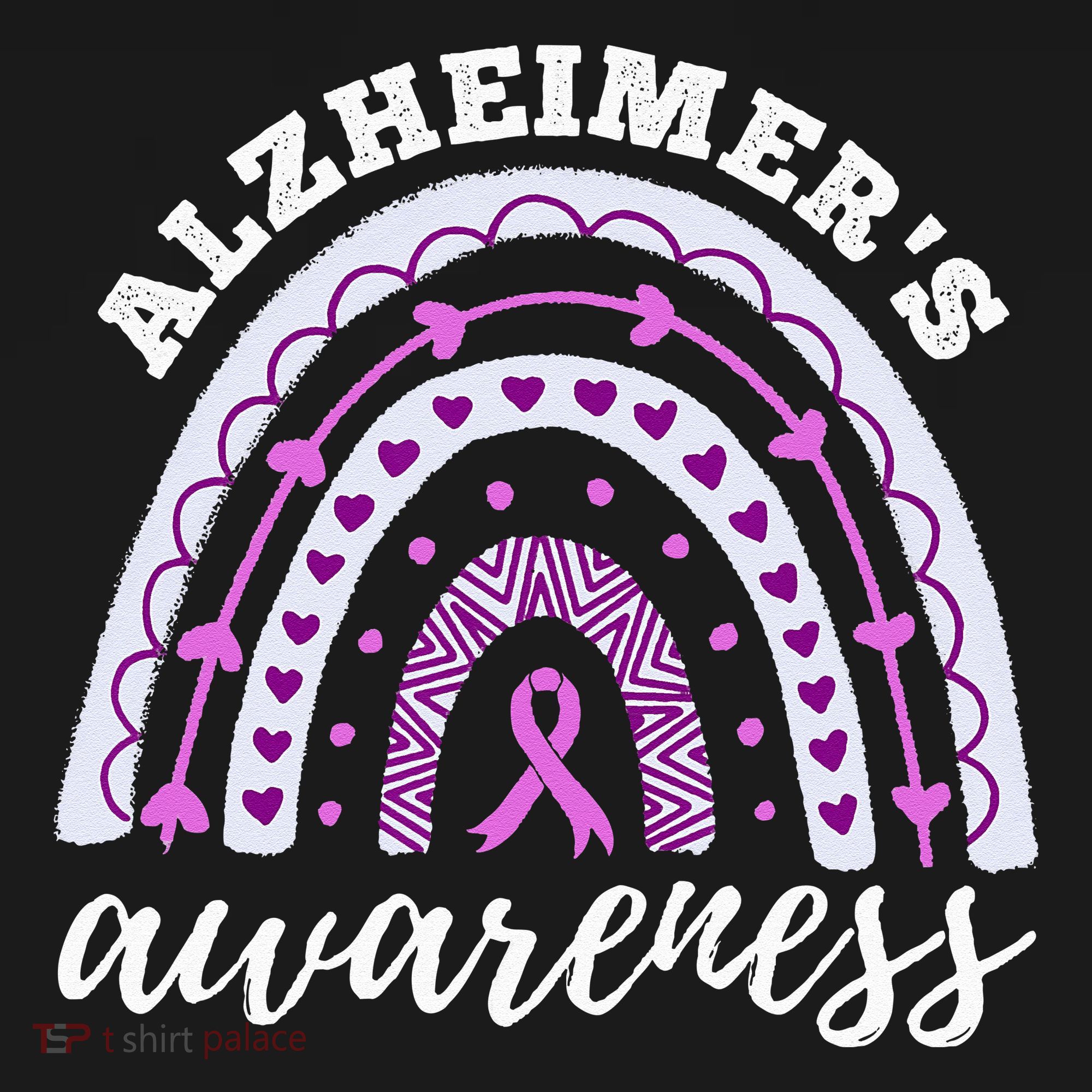Rainbow Purple Ribbon Alzheimers Awareness Women's Hoodie