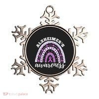 Rainbow Purple Ribbon Alzheimers Awareness Ornament thumb 0