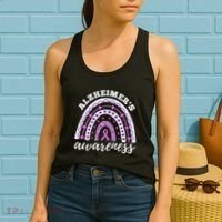 Rainbow Purple Ribbon Alzheimers Awareness Women's Tank Top thumb 2