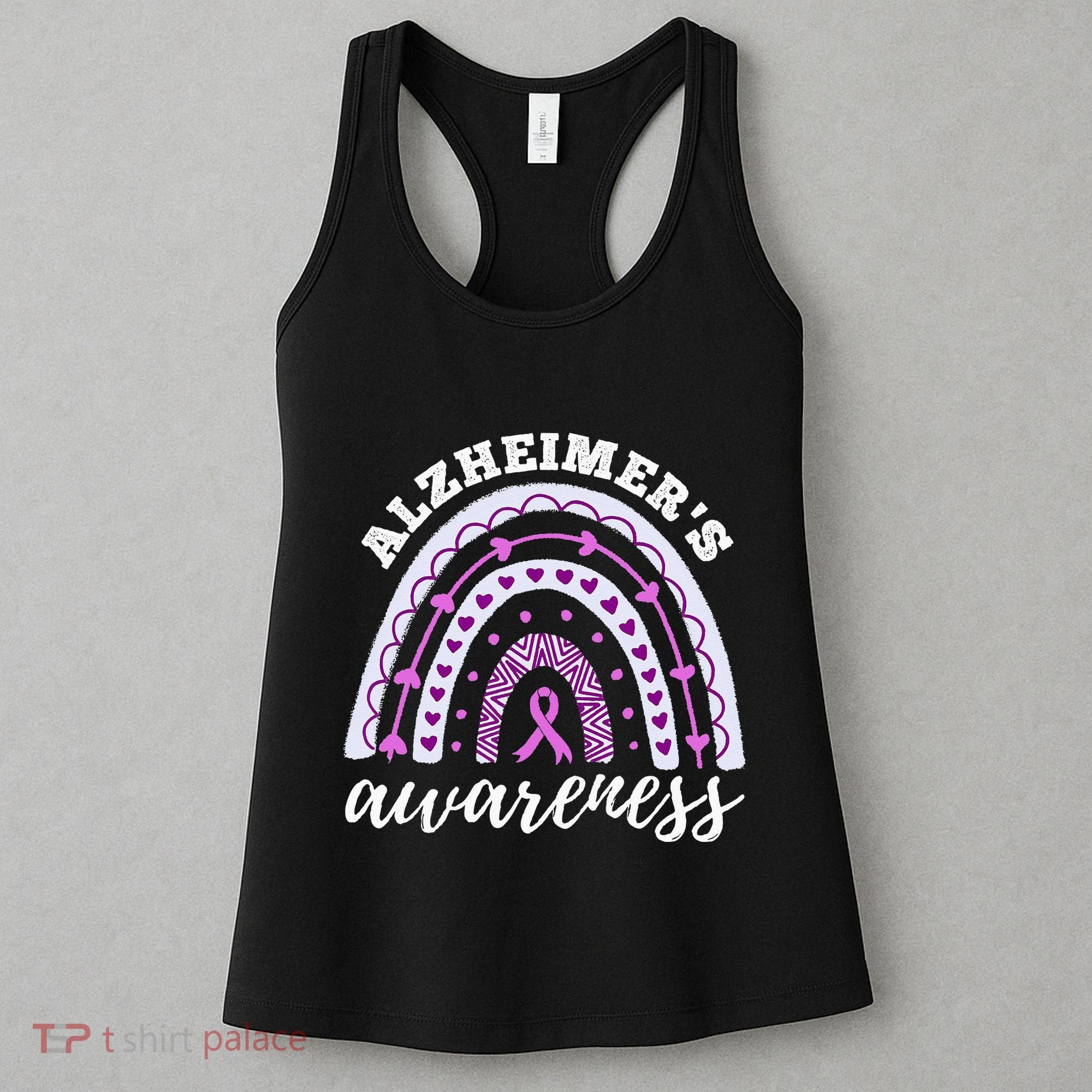 Rainbow Purple Ribbon Alzheimers Awareness Women's Tank Top