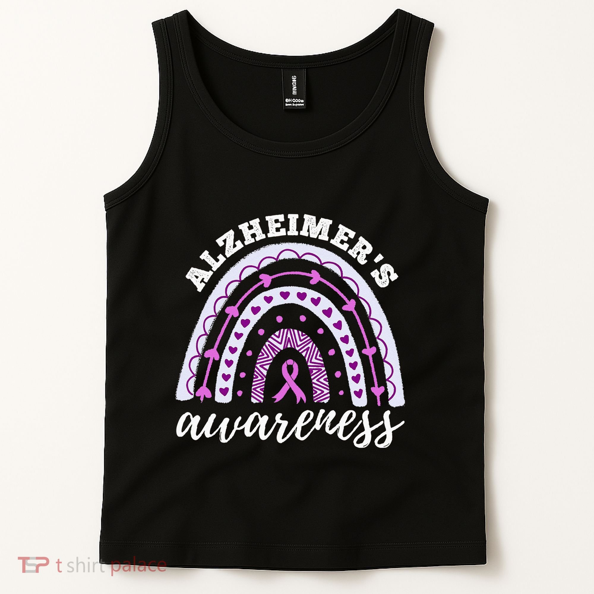 Rainbow Purple Ribbon Alzheimers Awareness Tank Top