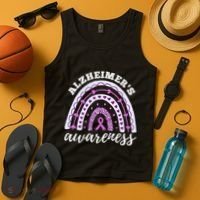 Rainbow Purple Ribbon Alzheimers Awareness Tank Top thumb 4