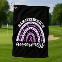 Rainbow Purple Ribbon Alzheimers Awareness Golf Towel thumb 1