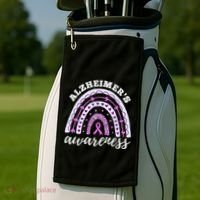 Rainbow Purple Ribbon Alzheimers Awareness Golf Towel thumb 2