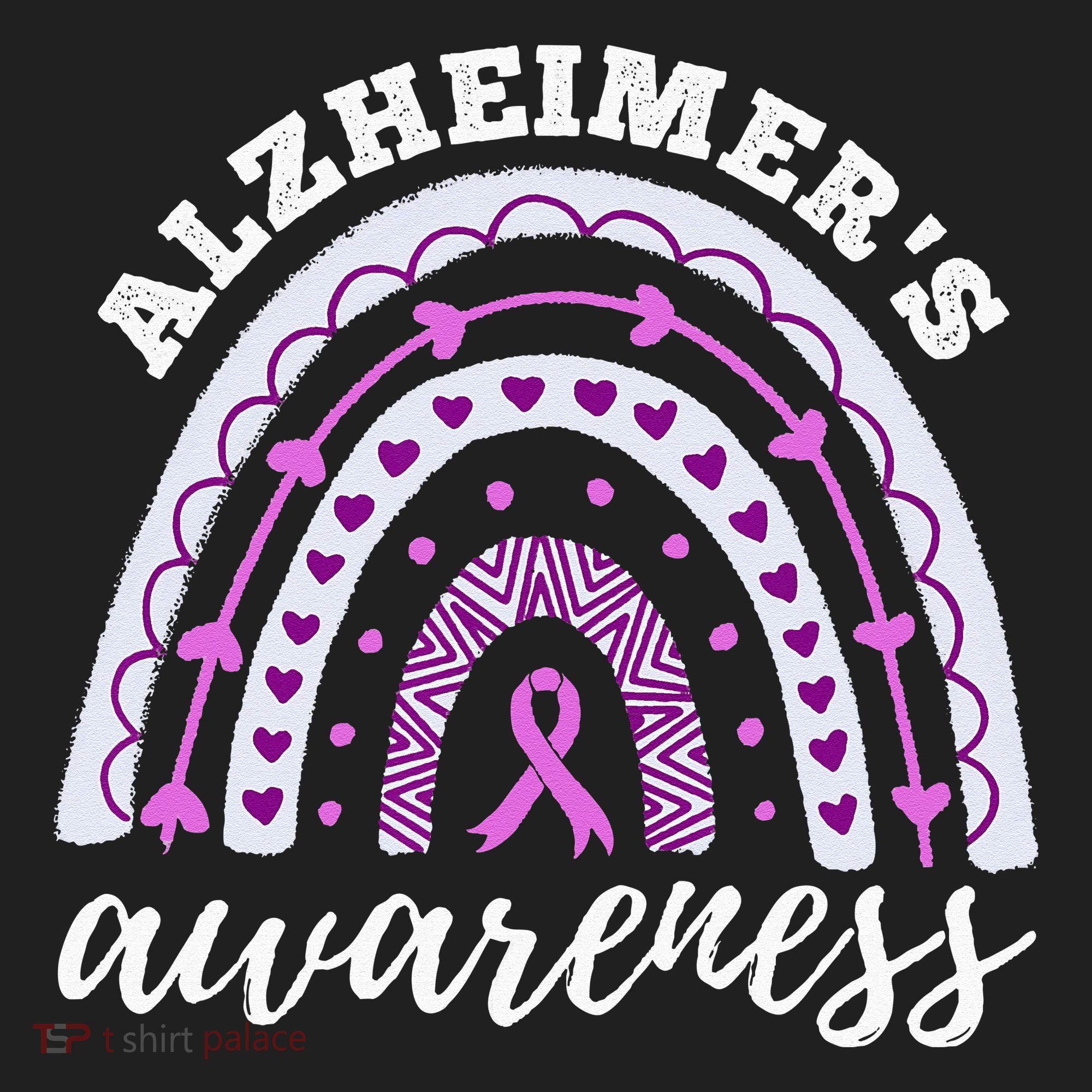 Rainbow Purple Ribbon Alzheimers Awareness Golf Towel