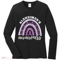 Rainbow Purple Ribbon Alzheimers Awareness Women's Long Sleeve Shirt thumb 0