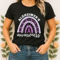 Rainbow Purple Ribbon Alzheimers Awareness Women's T-Shirt thumb 2