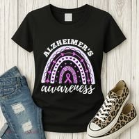 Rainbow Purple Ribbon Alzheimers Awareness Women's T-Shirt thumb 3