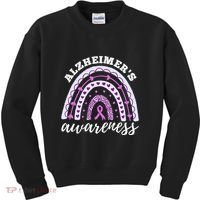 Rainbow Purple Ribbon Alzheimers Awareness Kids Sweatshirt thumb 0