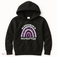 Rainbow Purple Ribbon Alzheimers Awareness Kids Hoodie thumb 0