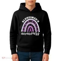 Rainbow Purple Ribbon Alzheimers Awareness Kids Hoodie thumb 4
