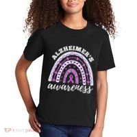 Rainbow Purple Ribbon Alzheimers Awareness Kids T-Shirt thumb 2