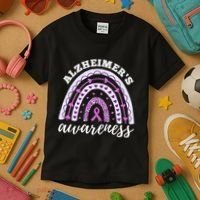 Rainbow Purple Ribbon Alzheimers Awareness Kids T-Shirt thumb 3