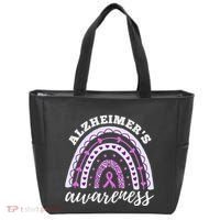 Rainbow Purple Ribbon Alzheimers Awareness Tote Bag thumb 0