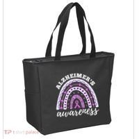Rainbow Purple Ribbon Alzheimers Awareness Tote Bag thumb 2