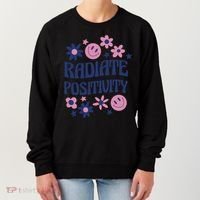 Radiate Positivity Retro Smiley Floral Quote Women's Sweatshirt thumb 0