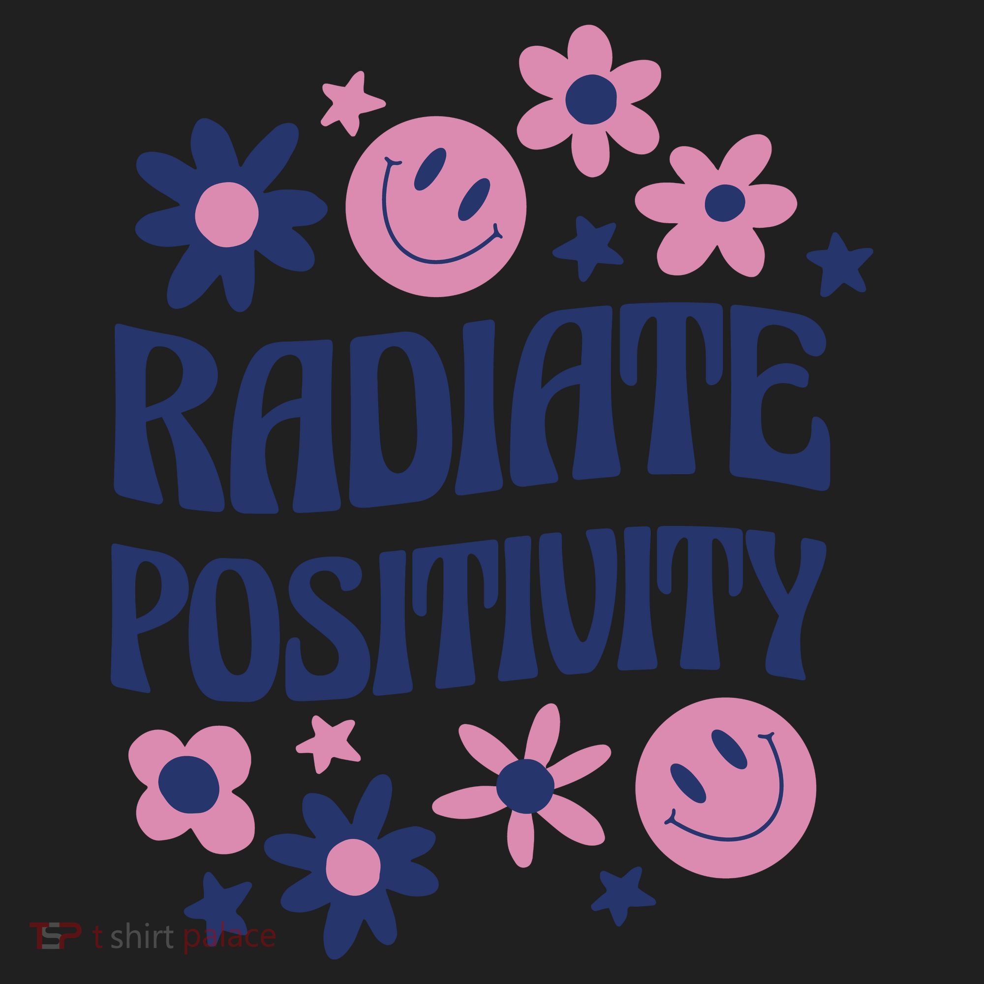 Radiate Positivity Retro Smiley Floral Quote Women's Sweatshirt