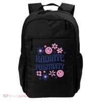 Radiate Positivity Retro Smiley Floral Quote Backpack thumb 0