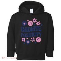 Radiate Positivity Retro Smiley Floral Quote Toddler Hoodie thumb 0