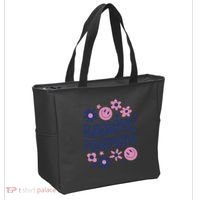Radiate Positivity Retro Smiley Floral Quote Tote Bag thumb 2