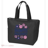 Radiate Positivity Retro Smiley Floral Quote Tote Bag thumb 3
