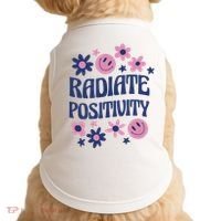 Radiate Positivity Retro Smiley Floral Quote Doggie Tank thumb 0