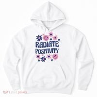 Radiate Positivity Retro Smiley Floral Quote Hoodie thumb 0