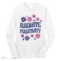 Radiate Positivity Retro Smiley Floral Quote Long Sleeve Shirt thumb 0