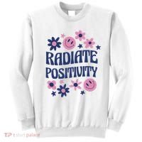 Radiate Positivity Retro Smiley Floral Quote Sweatshirt thumb 0