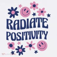 Radiate Positivity Retro Smiley Floral Quote Beanie thumb 2